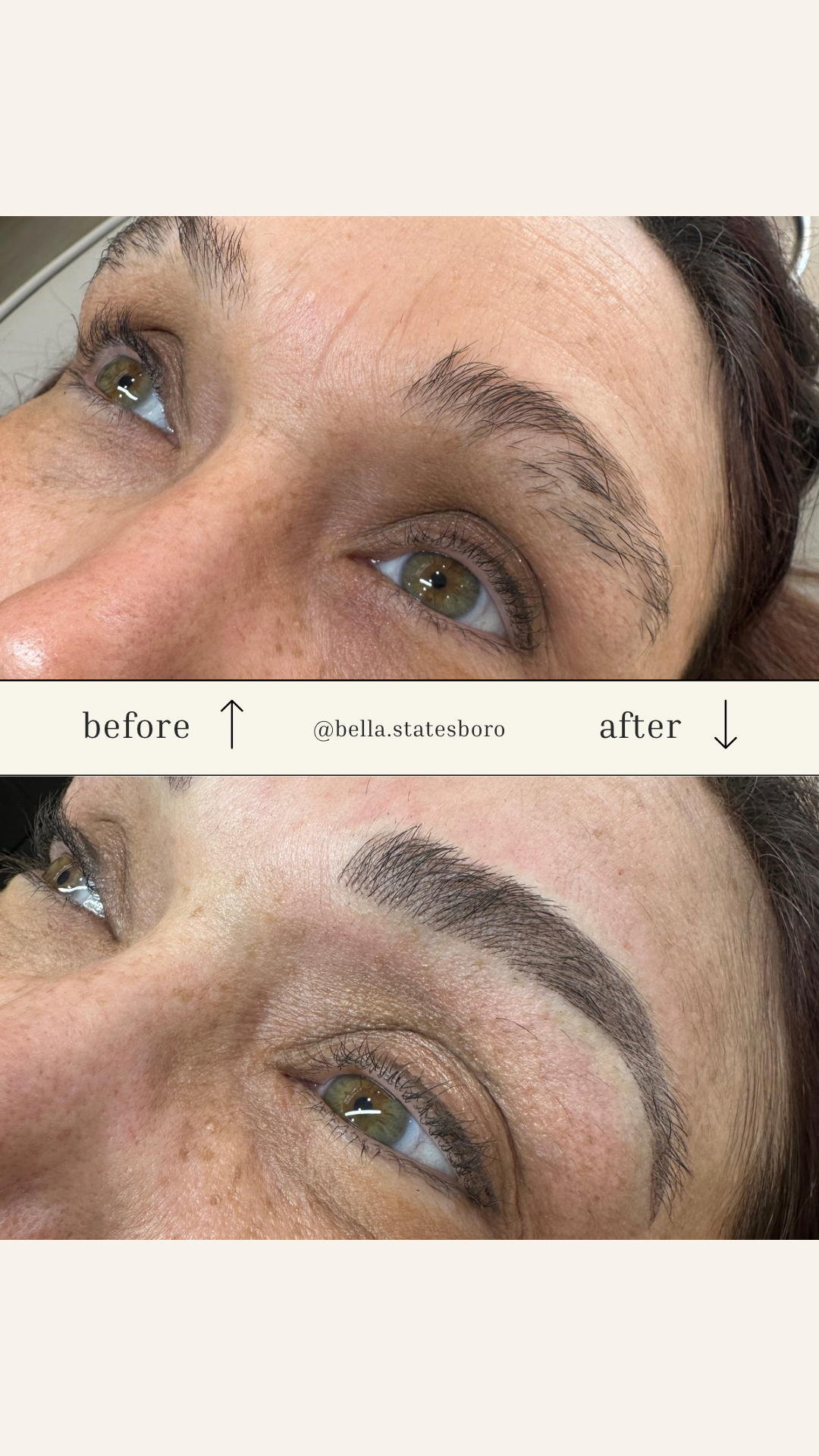Eyebrow Tattoo result by Bella Aesthetics Med Spa in Statesboro, GA