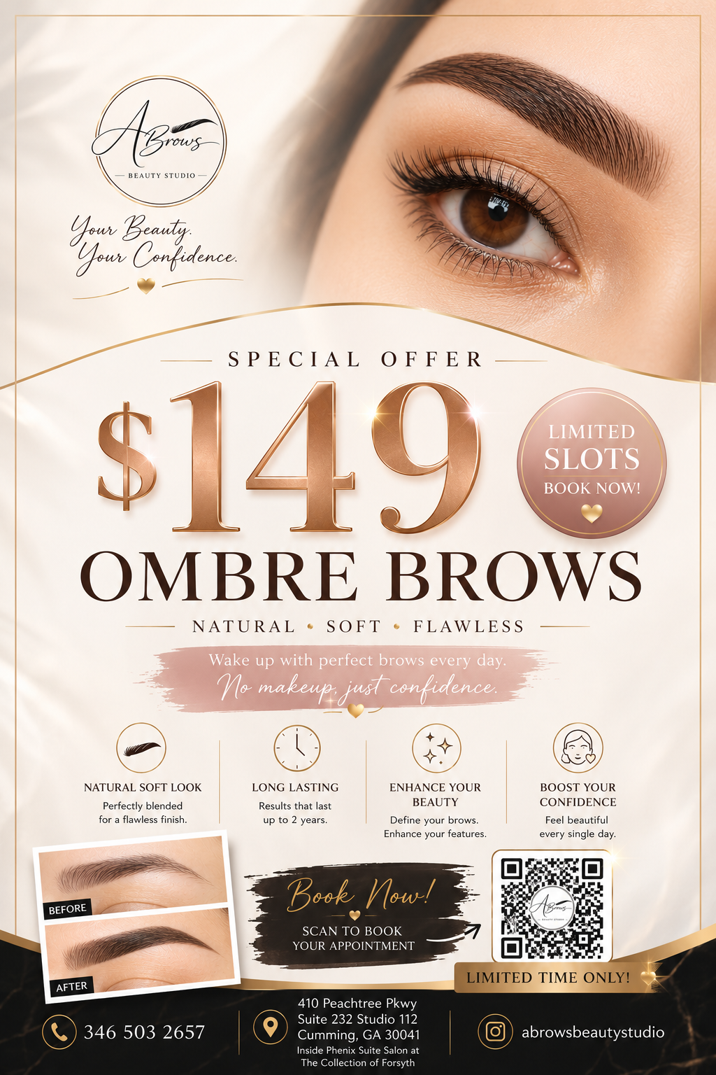 Eyebrow Tattoo result by Abrows Beauty Studio in Cumming, GA